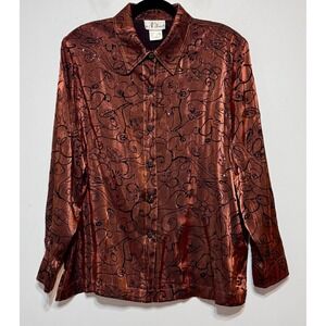Vintage Whimsigoth Button Down Size 1X Velvet Accents Retro‎ Glam Celestial Y2K